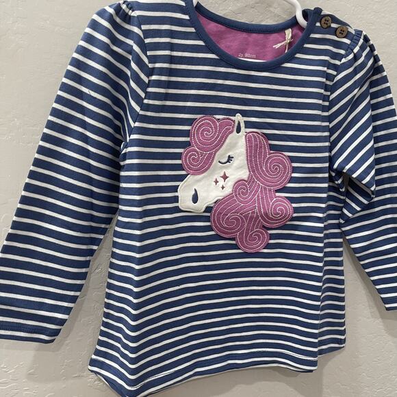 NWT Kite Unicorn Appliqué Blue Stripe Long Sleeve Shirt - Picture 4 of 7